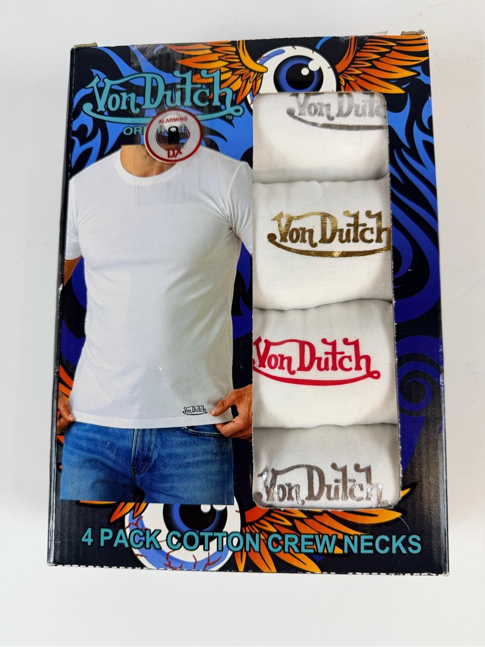 Von Dutch Men’s White Cotton Crew Neck T-Shirt - 4 Pack NWT XL